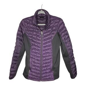 32° Heat Plum Lightweight Packable Puffer Jacket Black Stretch Panels Size Small